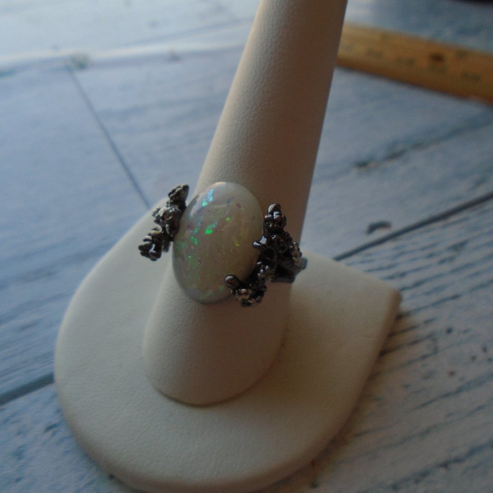 Lab Created Opal In Sterling Size 10 Ring - image 1
